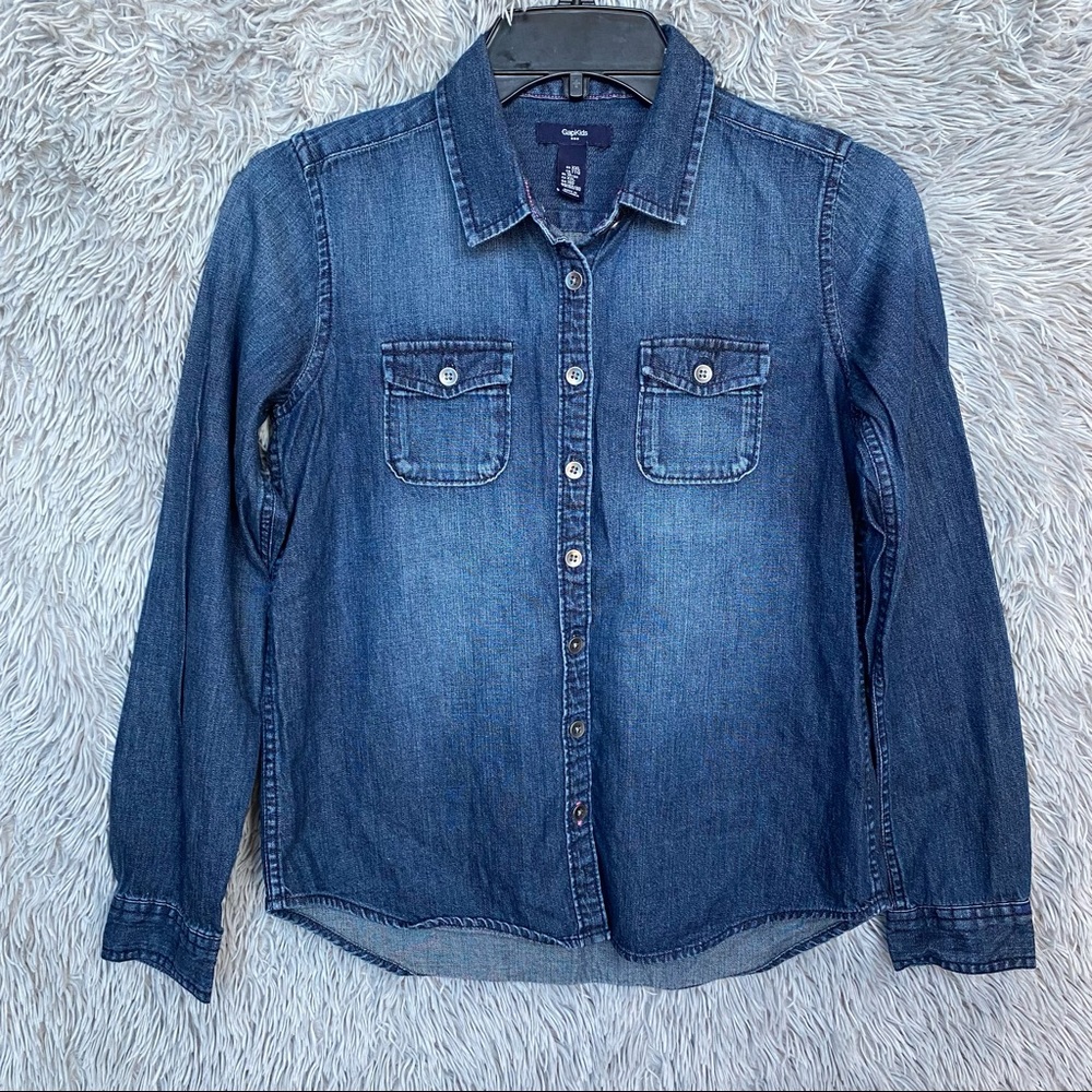 Gap Denim Button Up Shirt/ girl clothes sz XxL‼️
